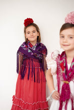 Cargar imagen en el visor de la galería, MANTON MARTINA MORADO CON ROJO