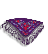 Cargar imagen en el visor de la galería, MANTON MARTINA MORADO CON ROJO