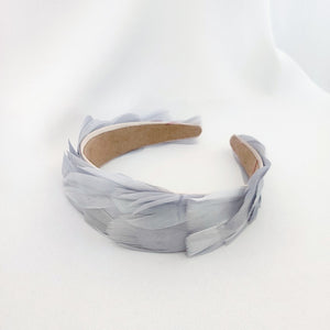 DIADEMAS PLUMAS GRIS PERLA