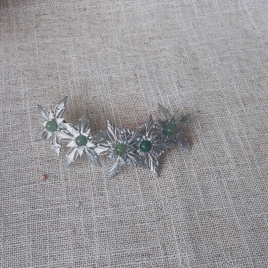 TOCADO PASADOR FLOR CALADA PLATA