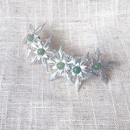 TOCADO PASADOR FLOR CALADA PLATA