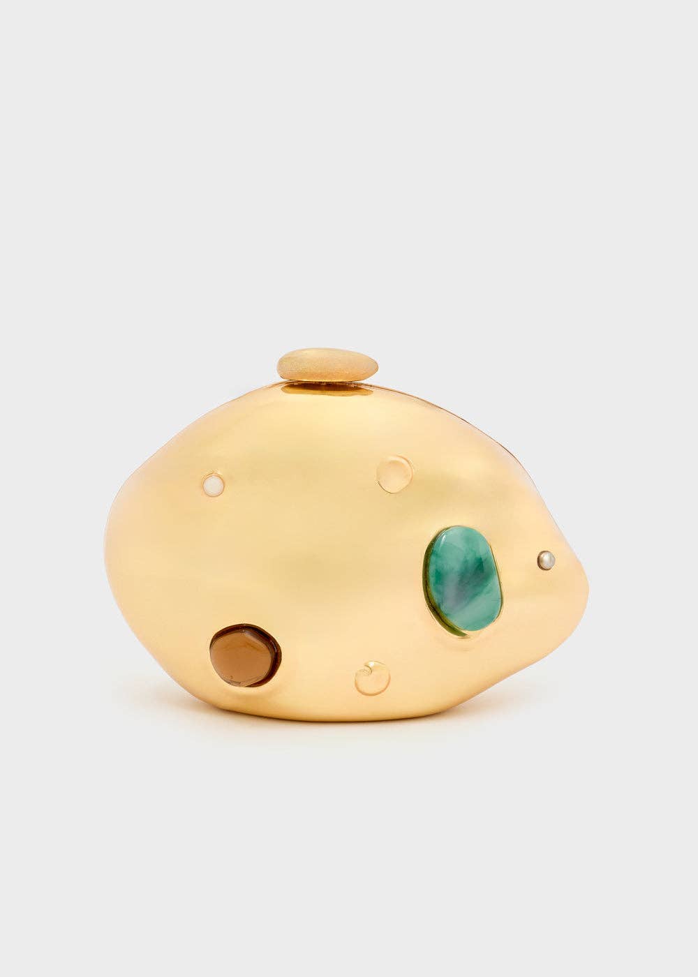 CARTERA RÍGIDA CON PIEDRAS DORADA