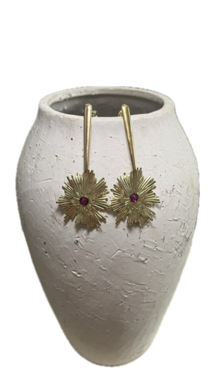 PENDIENTES SOLAR CON PIEDRA CRISTAL