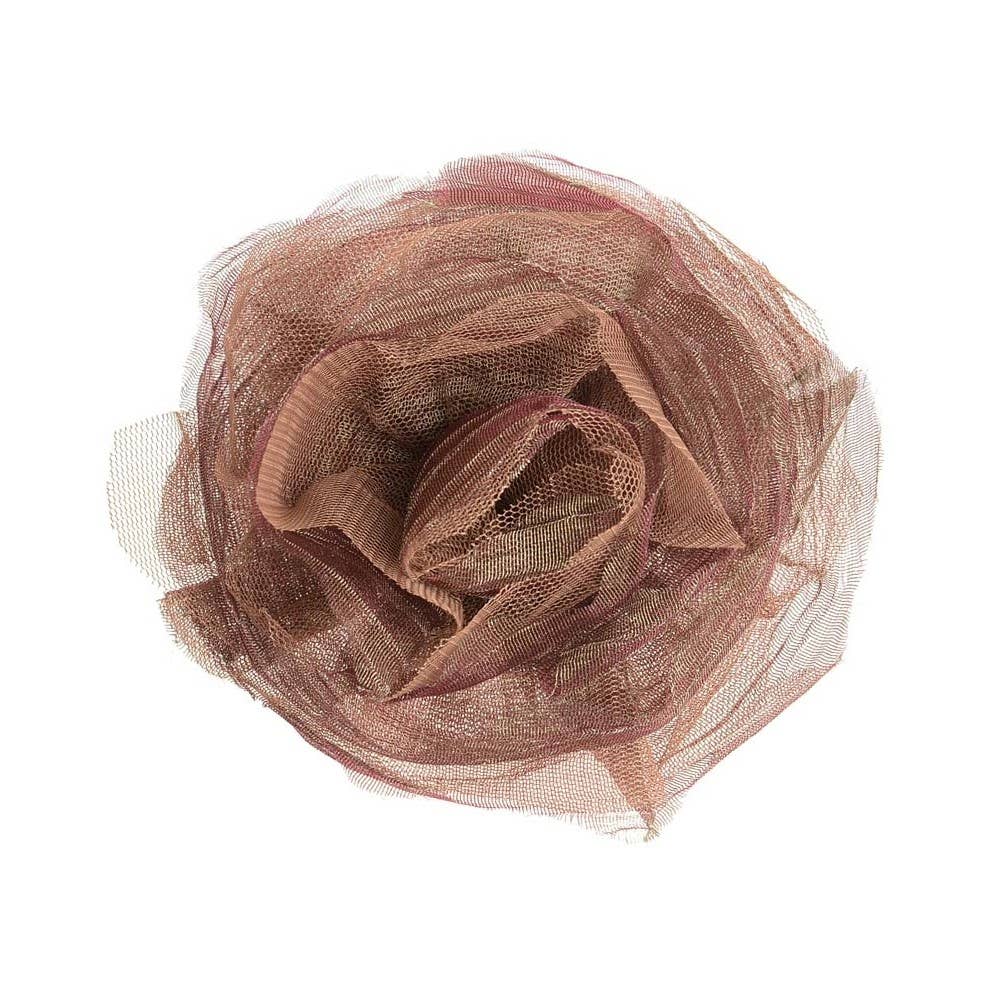 BROCHE FLOR TUL METALIZADA