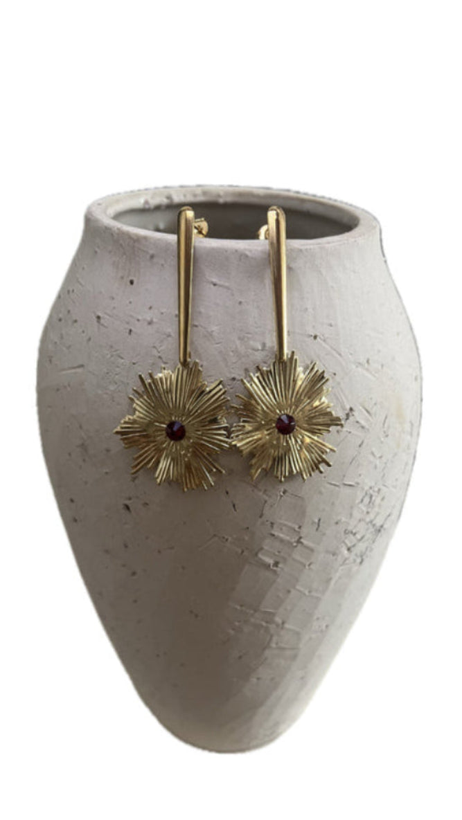 PENDIENTES SOLAR CON PIEDRA CRISTAL