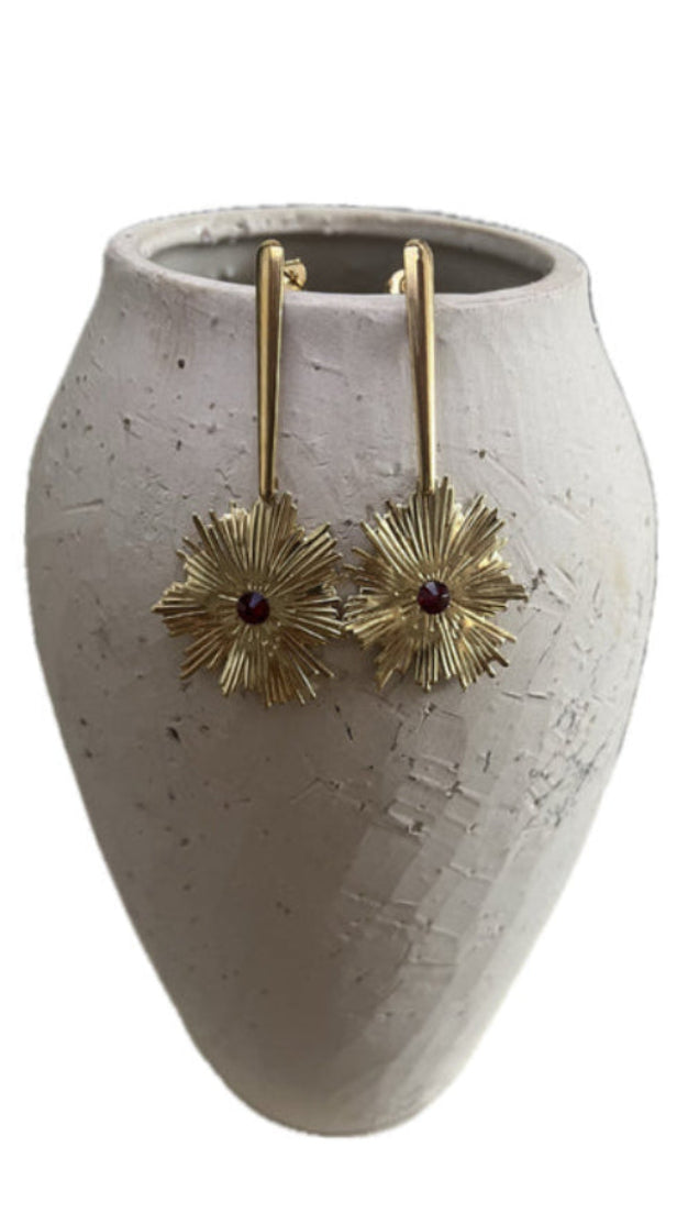 PENDIENTES SOLAR CON PIEDRA CRISTAL