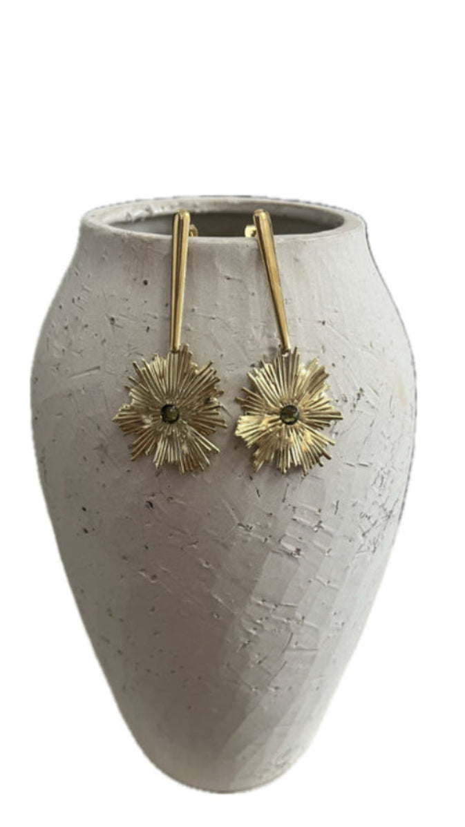 PENDIENTES SOLAR CON PIEDRA CRISTAL