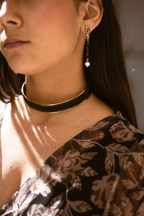 CHOKER ACERO PIEDRAS NEGRAS