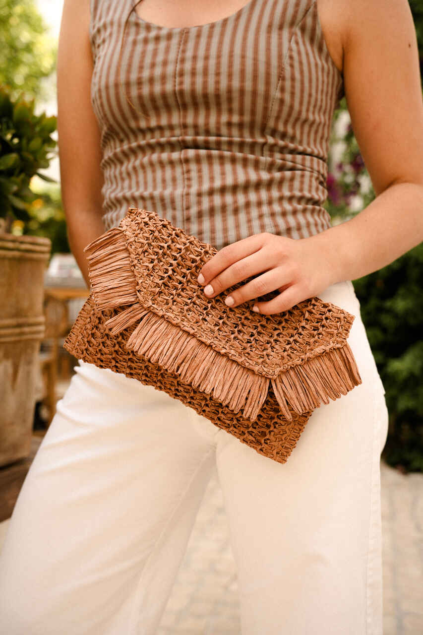CARTERA RAFIA TEJA