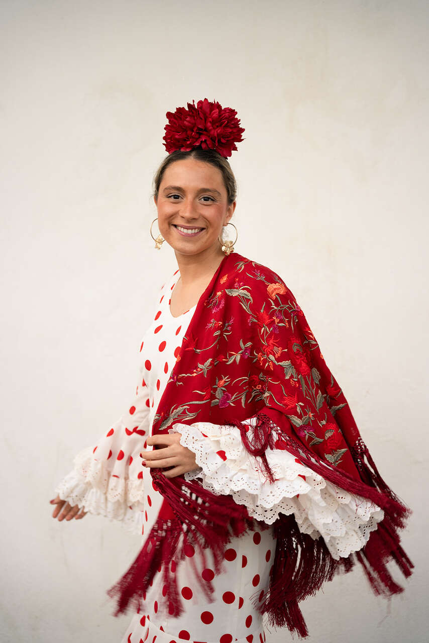 MANTON ALBA CUADRADO ROJO SANGRE