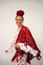 Cargar imagen en el visor de la galería, MANTON ALBA CUADRADO ROJO SANGRE
