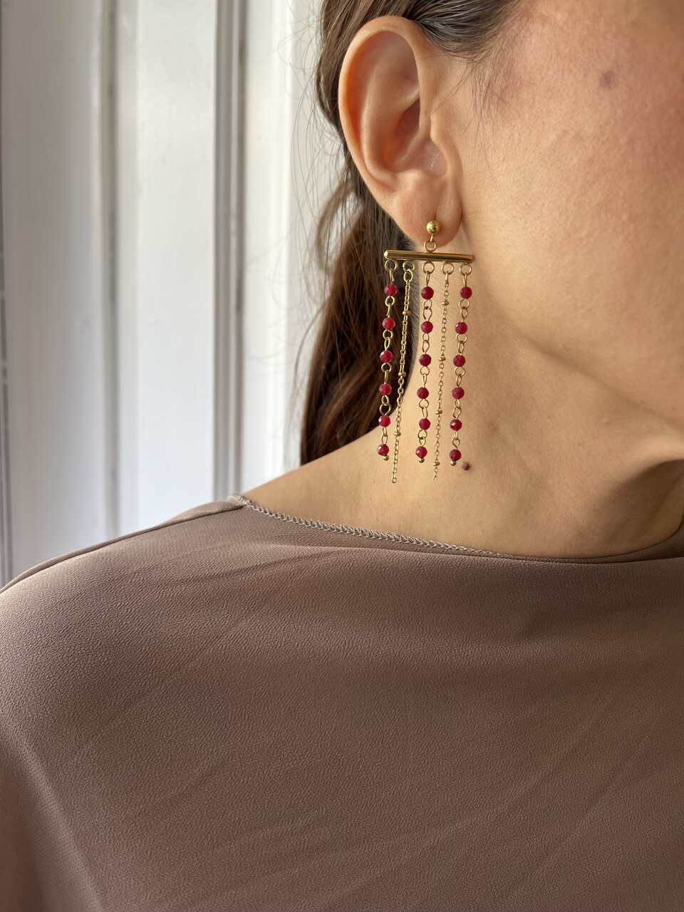 PENDIENTES COLGANTE GRANATE