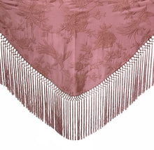 Cargar imagen en el visor de la galería, MANTON PAJAROS Y FLORES EN ROSA VIEJO
