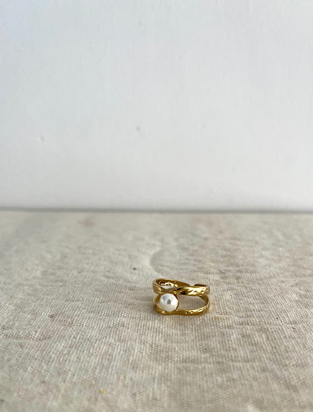 ANILLO CRUZADO PERLA