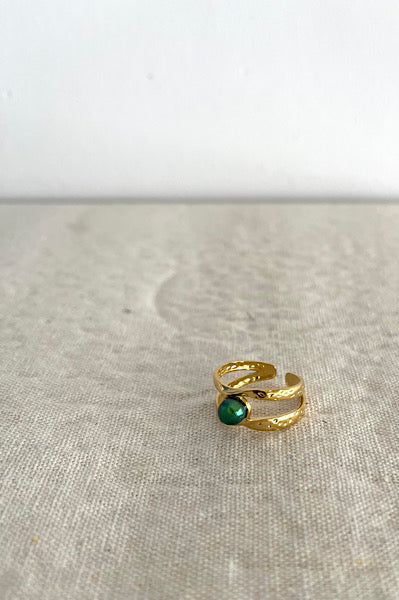 ANILLO CRUZADO PIEDRA VERDE