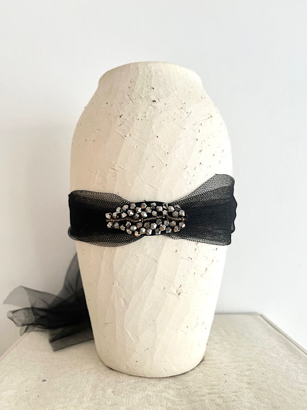 CHOKER TUL APLIQUE PEDRERIA