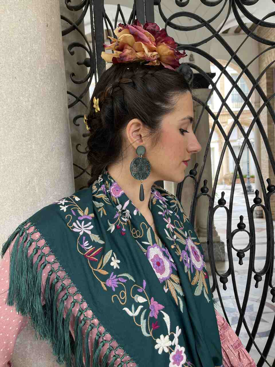 PENDIENTES ROSETON RESINA