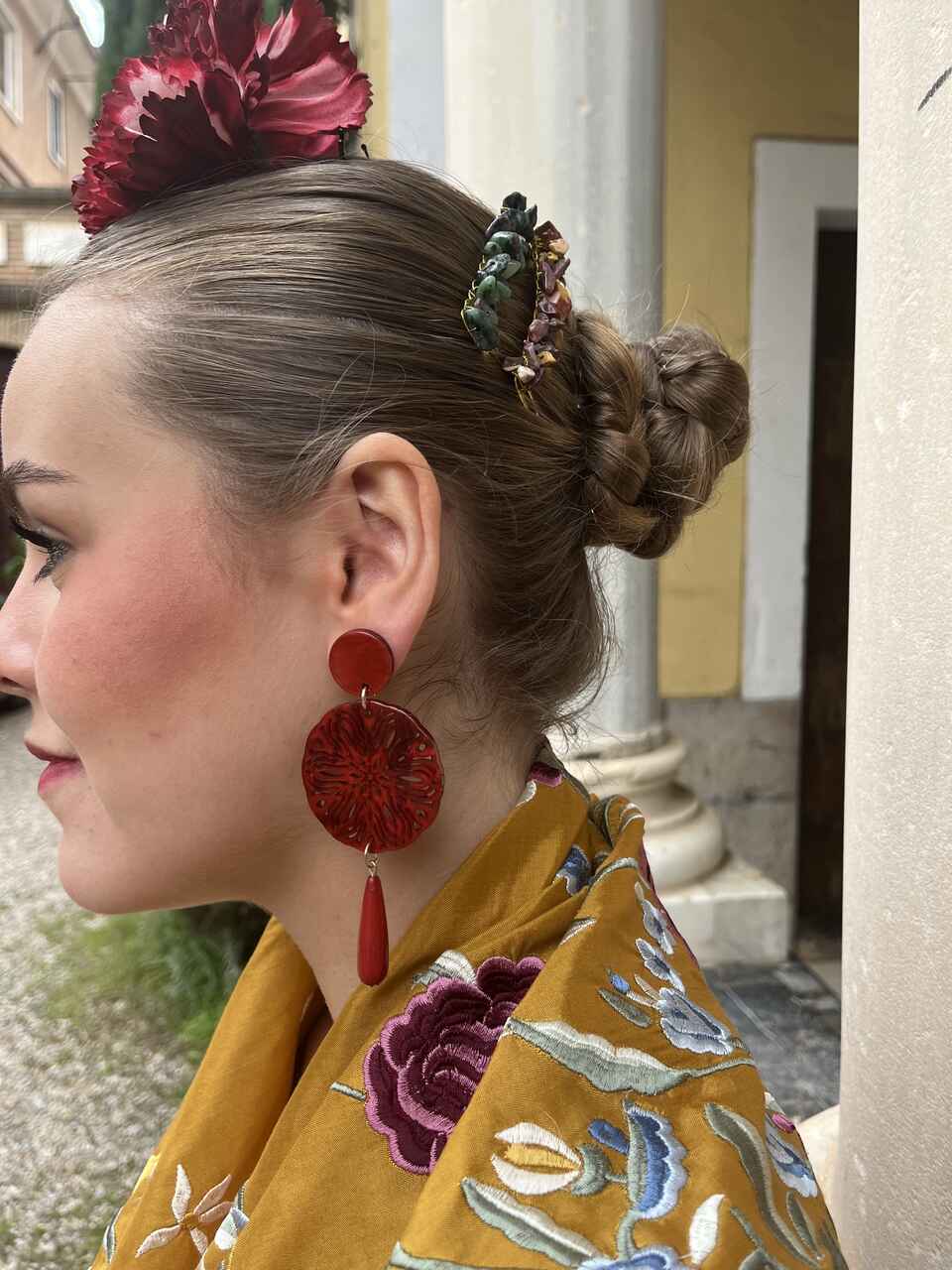 PENDIENTES ROSETON RESINA