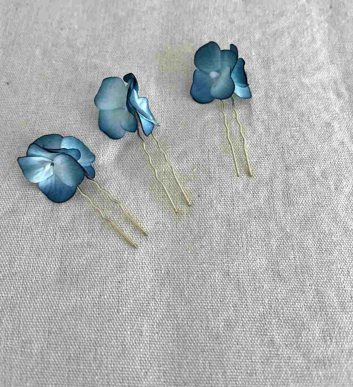 TRIO FLORES TURQUESA Y AZUL