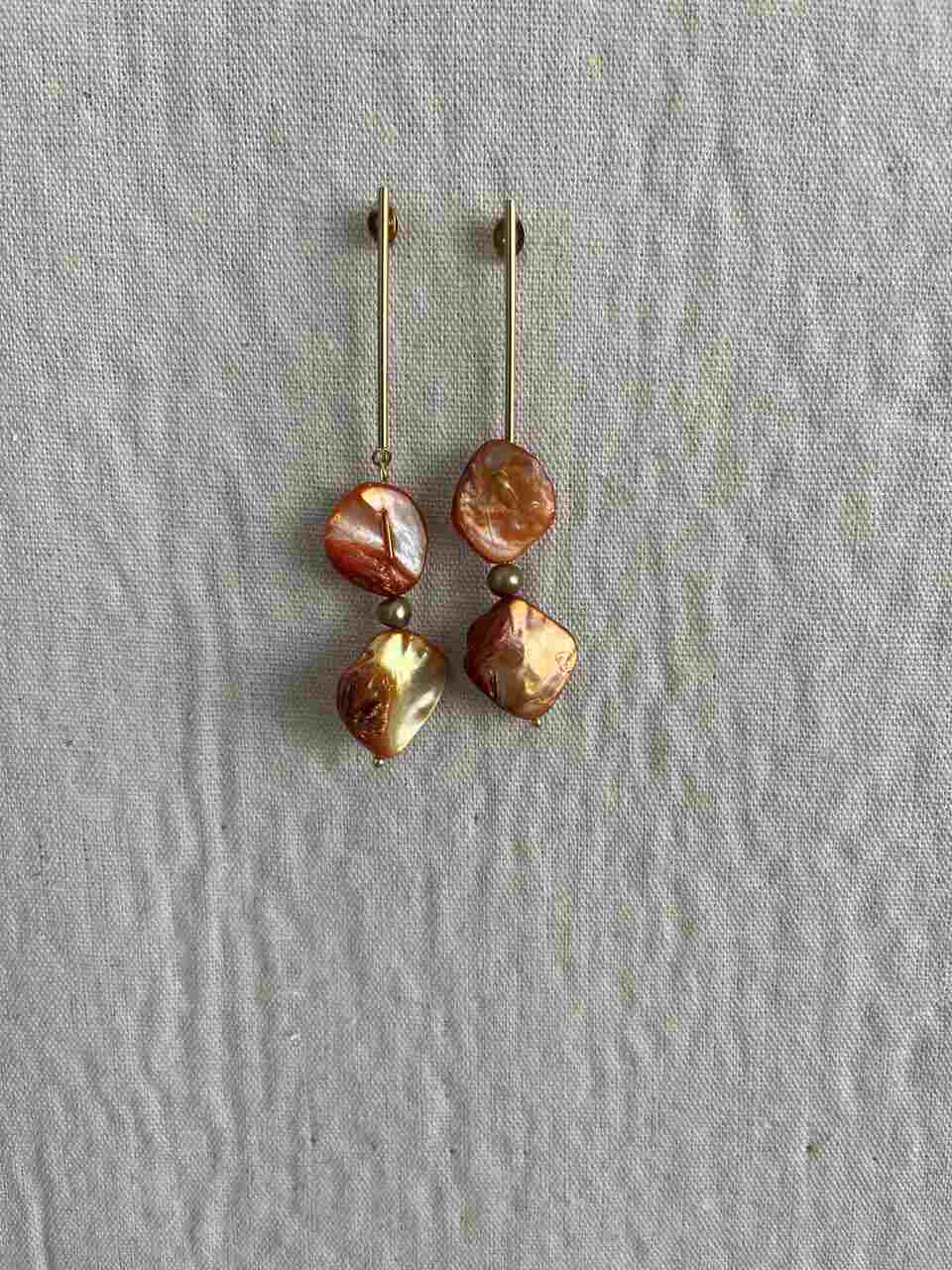 PENDIENTES DOBLE PIEDRA TEJA