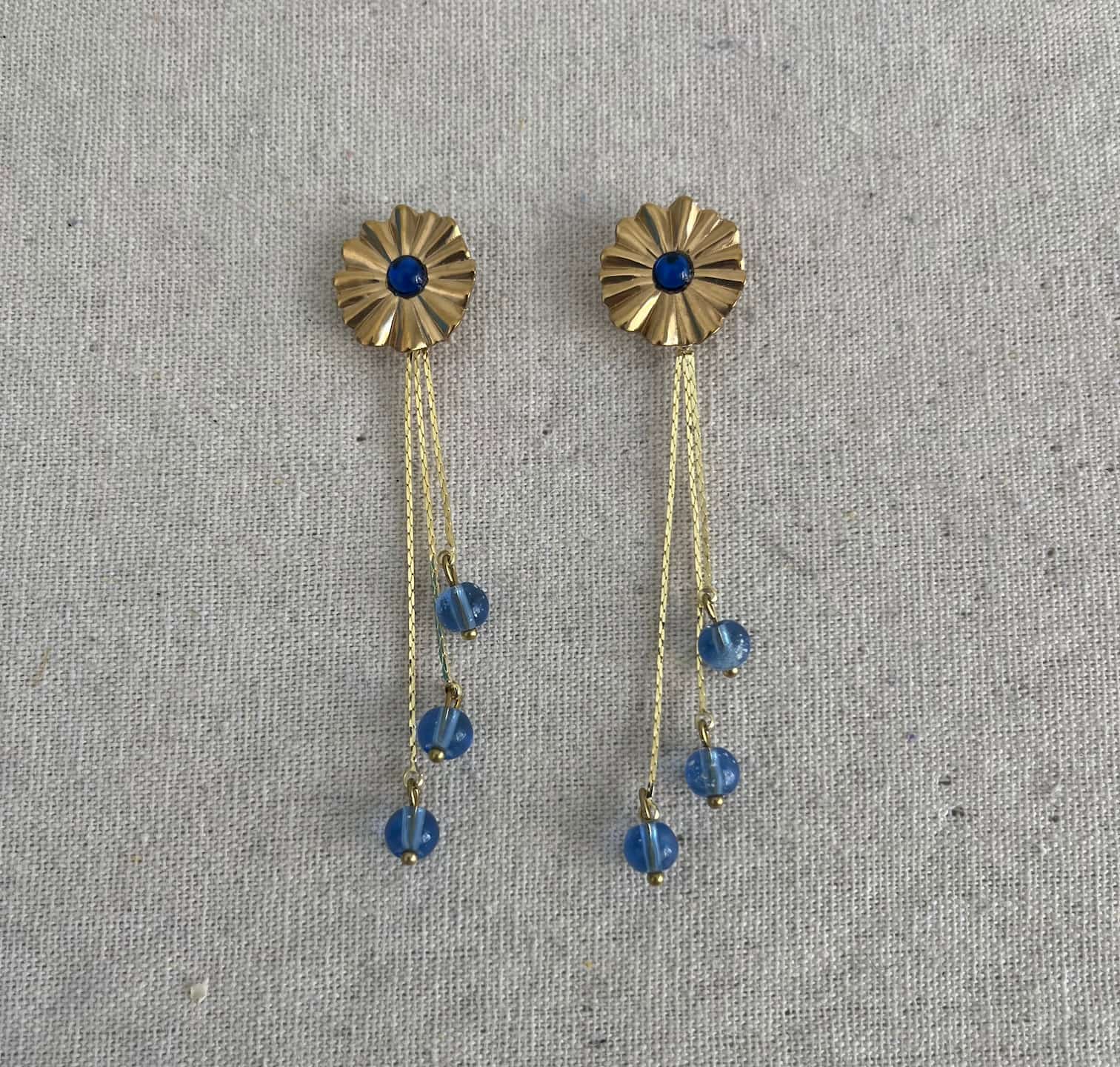 PENDIENTE CRISTAL AZUL