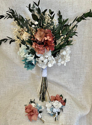 PRENDIDOS FLOR DE HORTENSIAS Y EUCALIPTO