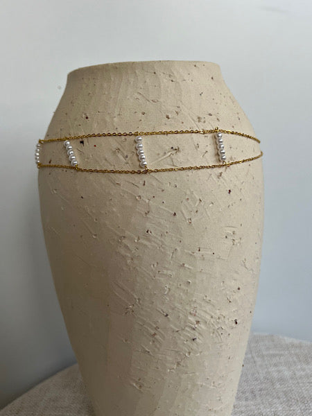 CHOKER ACERO DOBLE PERLA