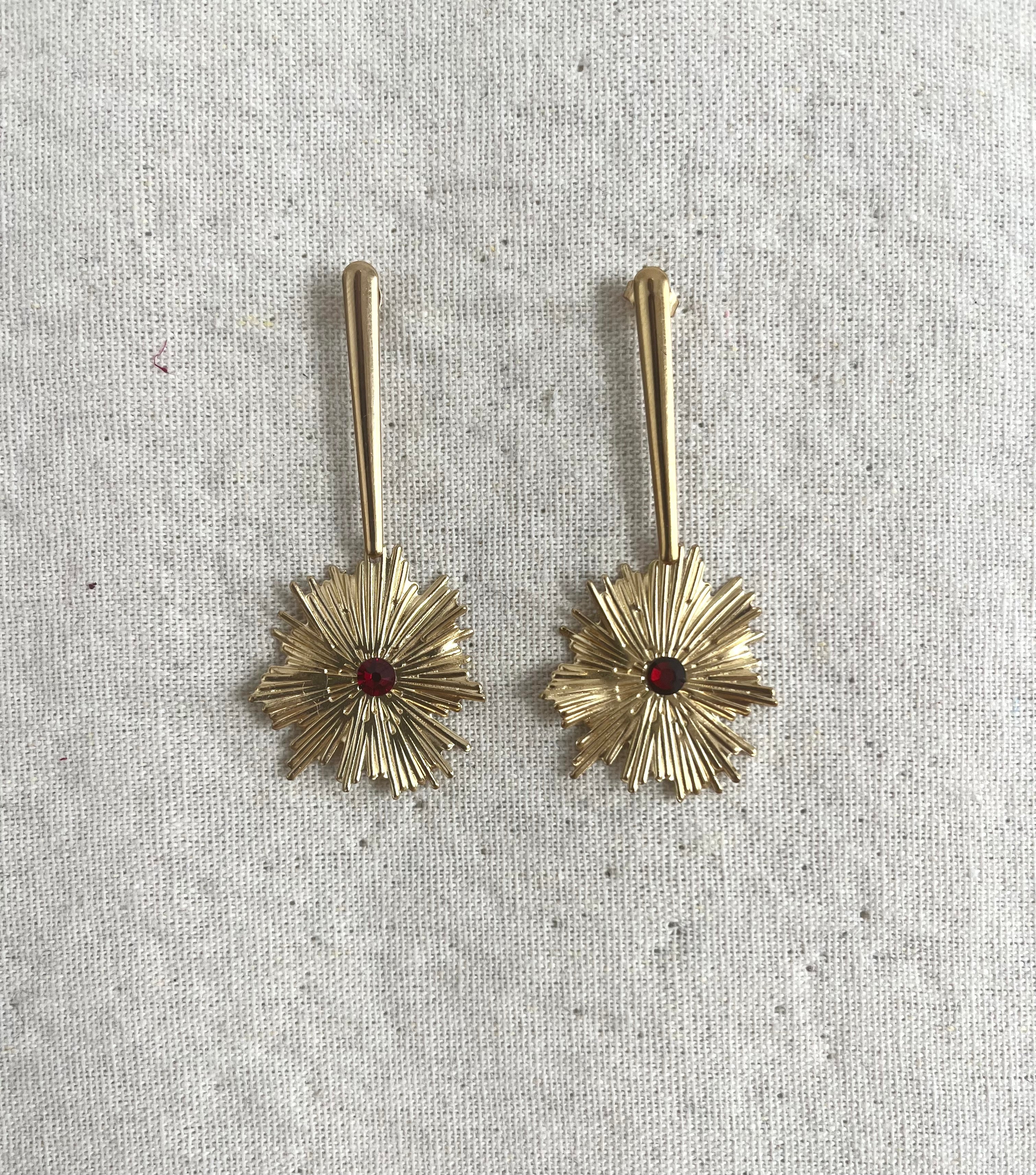 PENDIENTES SOLAR CON PIEDRA CRISTAL