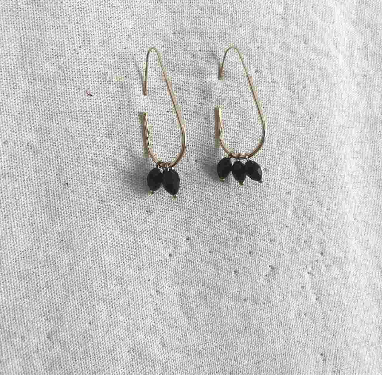 PENDIENTES COLGANTE OVALADO Y CRISTAL NEGRO