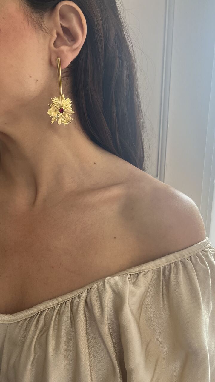 PENDIENTES SOLAR CON PIEDRA CRISTAL