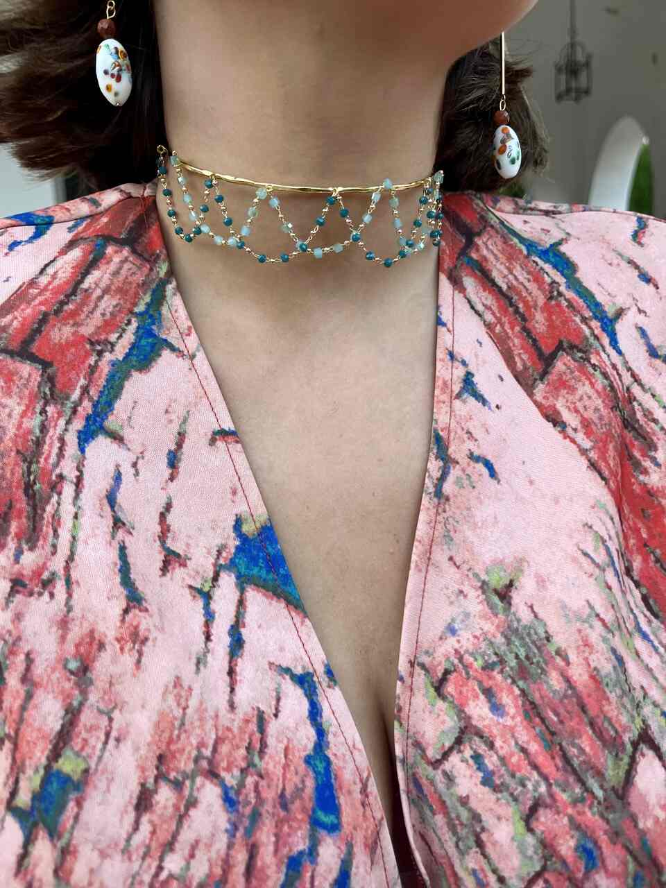 CHOKER TURQUESA Y JADE