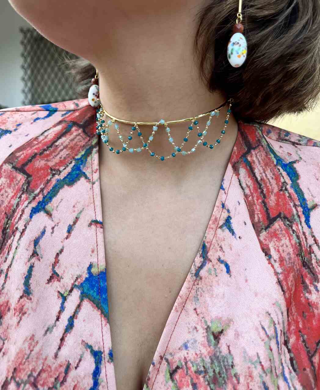 CHOKER TURQUESA Y JADE