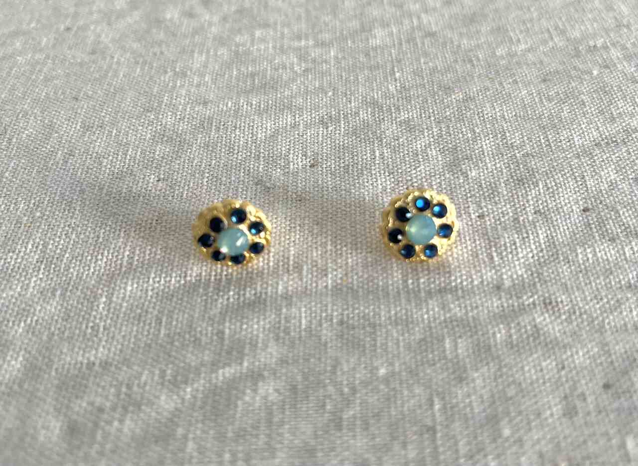 PENDIENTES ROSETON AZUL MAR