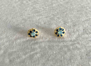 PENDIENTES ROSETON AZUL MAR