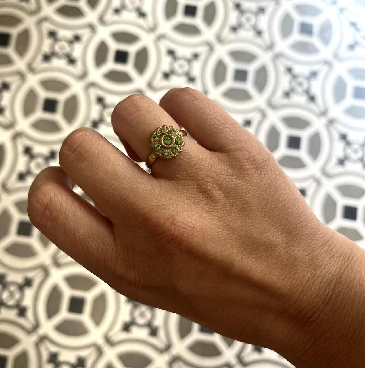 ANILLO ROSETON AZUL MAR