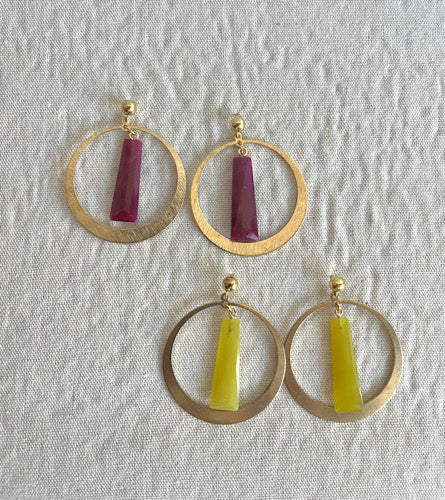 PENDIENTES PIEDRA RECTANGULAR