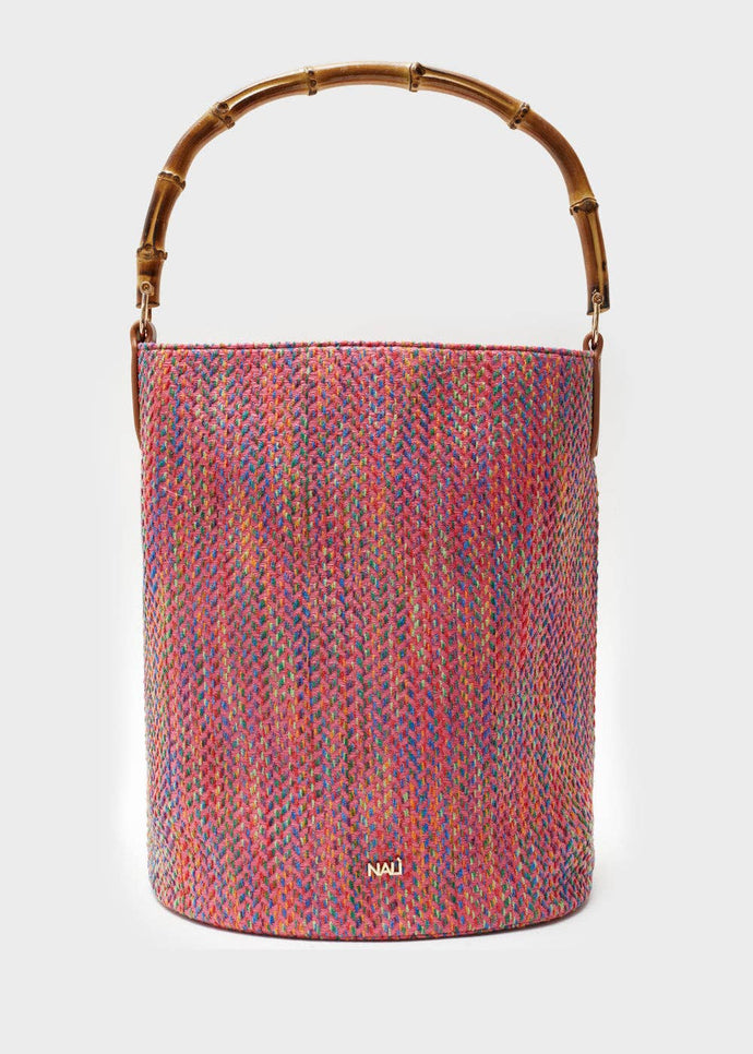BOLSA TIPO BOMBONERA WENDY CON ASA DE BAMBÚ