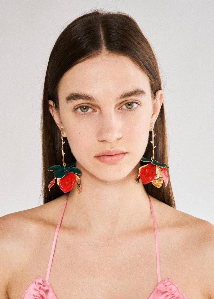 PENDIENTES COLGANTES DE FLOR DE ESMALTE