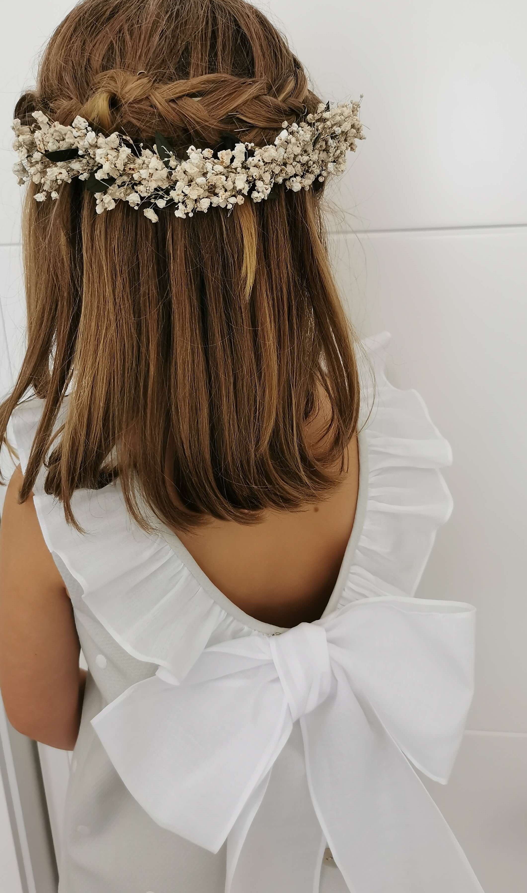 Paniculata Coronas De Flores Para NiÃ±as Comunion Corona Paniculata Blanca  Preservada Diadema De Comunión Mini